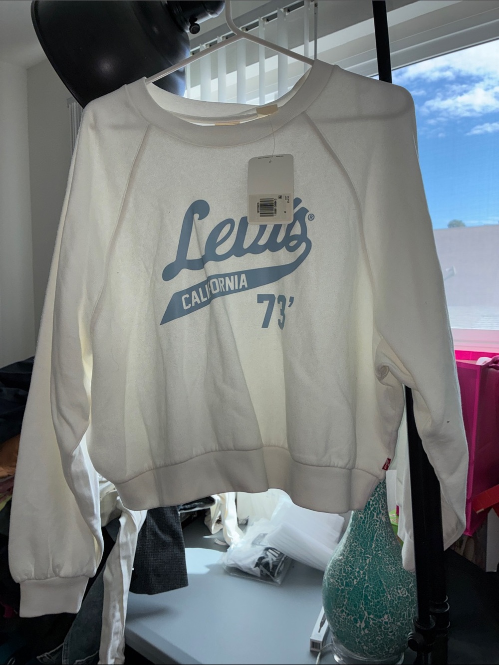 Levi's White Crewneck Sweatshirt with Light Blue California Graphic